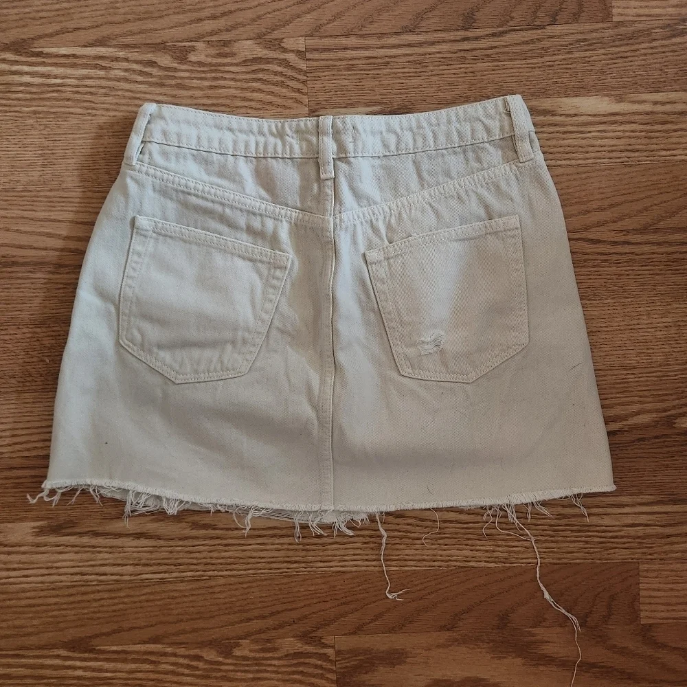 EUC We The Free/ Free People Beige Button-Up Denim Skirt, Size 29